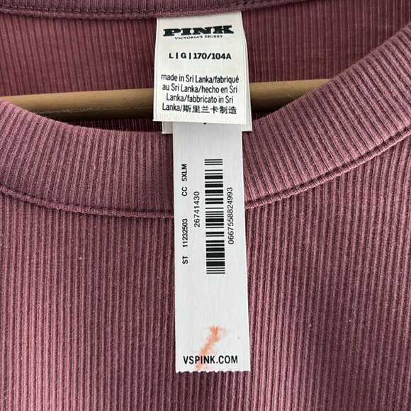 Pink Victoria's Secret Ribbed Long Sleeve Cropped Top - Picture 7 of 8